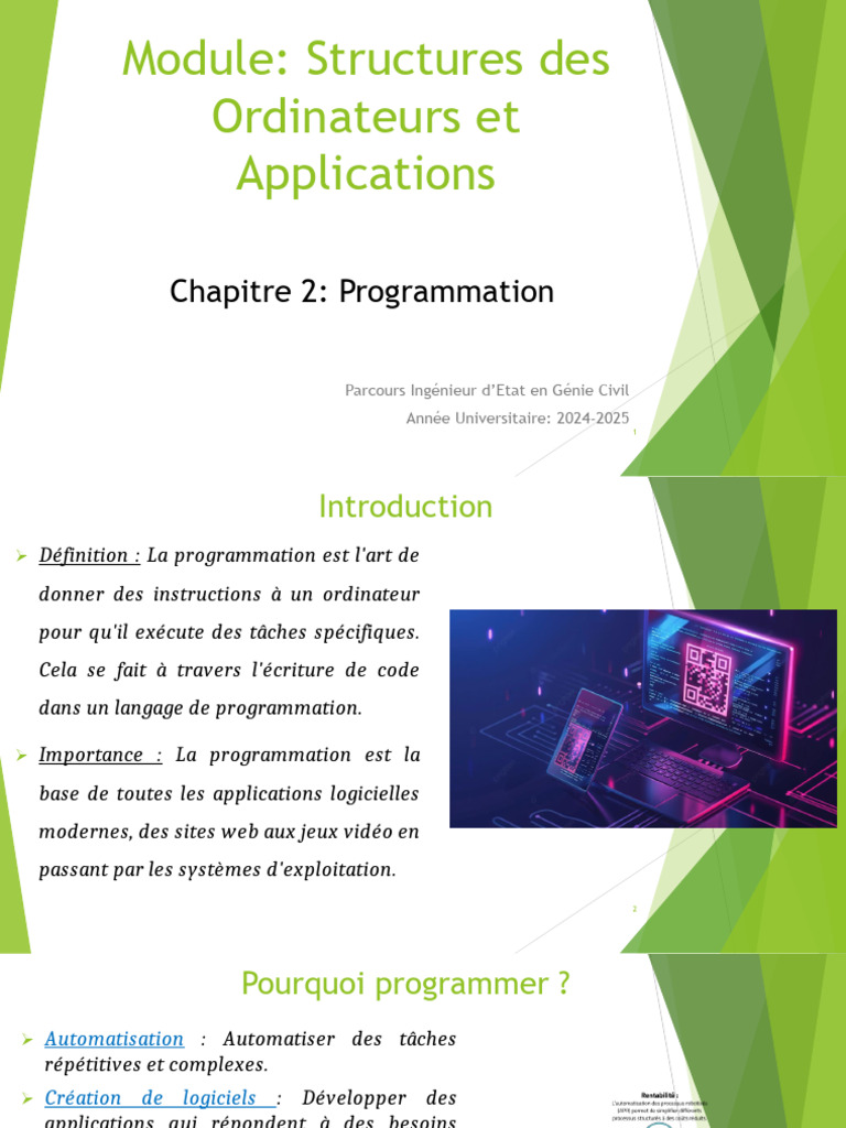 Introduction à la Programmation Informatique | PDF | Programmation ...