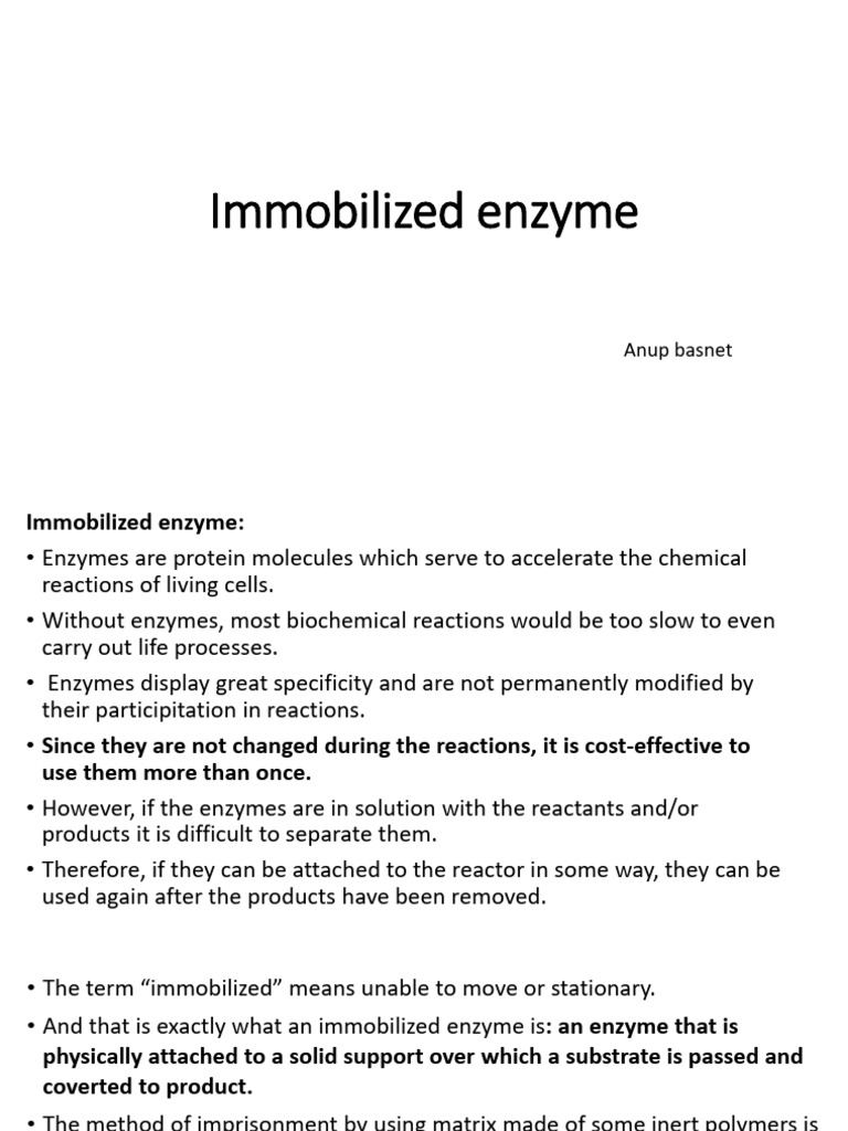 Enzyme Immobilization Techniques Explained | PDF | Enzyme | Active Site