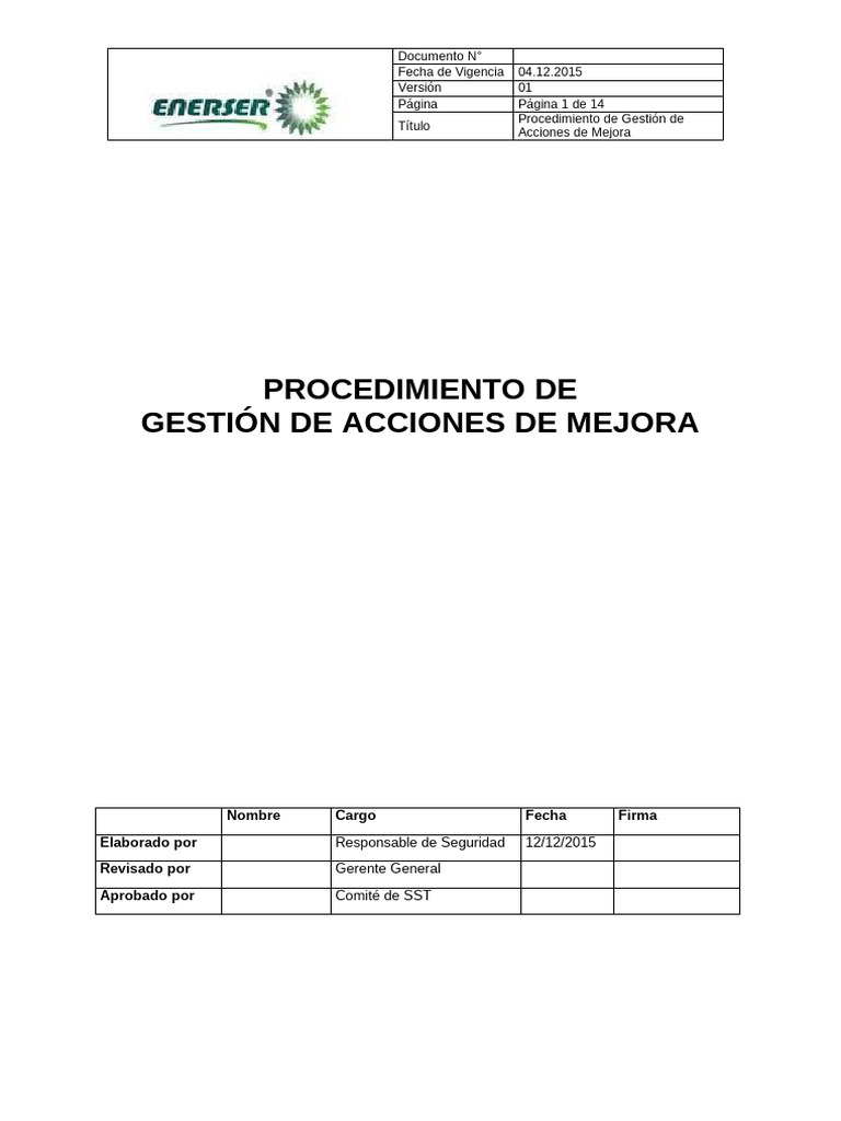 Gestión de Acciones de Mejora Continua | PDF