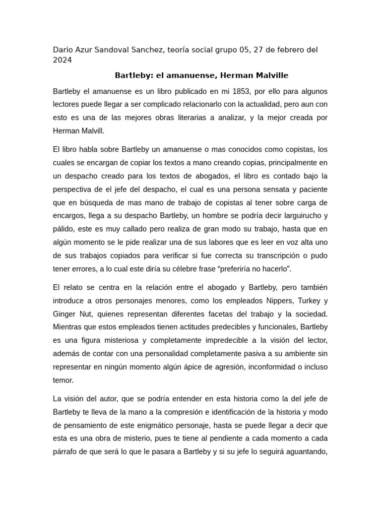 Bartleby El Copista | PDF