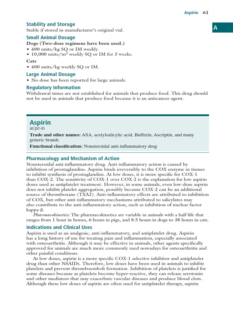 Aspirin Dosage Guidelines for Dogs | PDF | Aspirin | Medicinal Chemistry