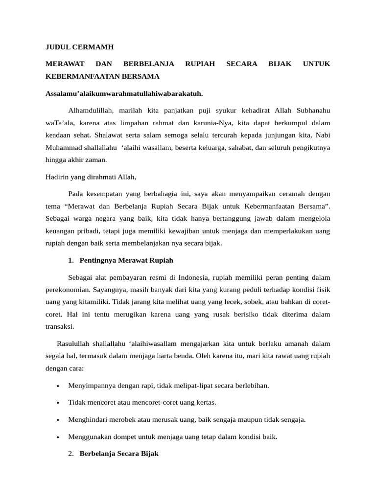 Bijak Berbelanja dan Merawat Rupiah | PDF