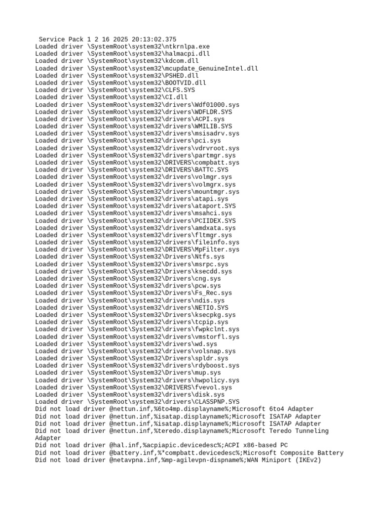 Driver Load Report for Service Pack 1 | PDF | Communications Protocols ...