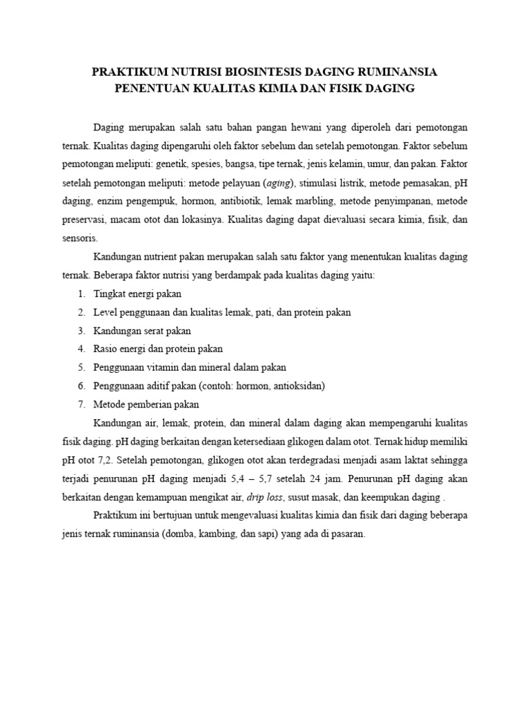 Evaluasi Kualitas Daging Ruminansia | PDF