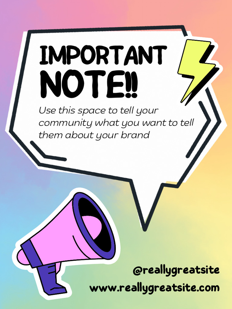 Colorful Gradient Important Note Poster | PDF