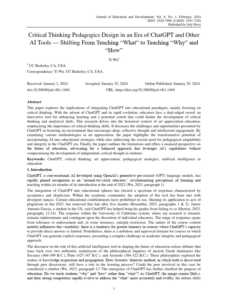 Critical Thinking in AI-Enhanced Education | PDF | Constructivism ...