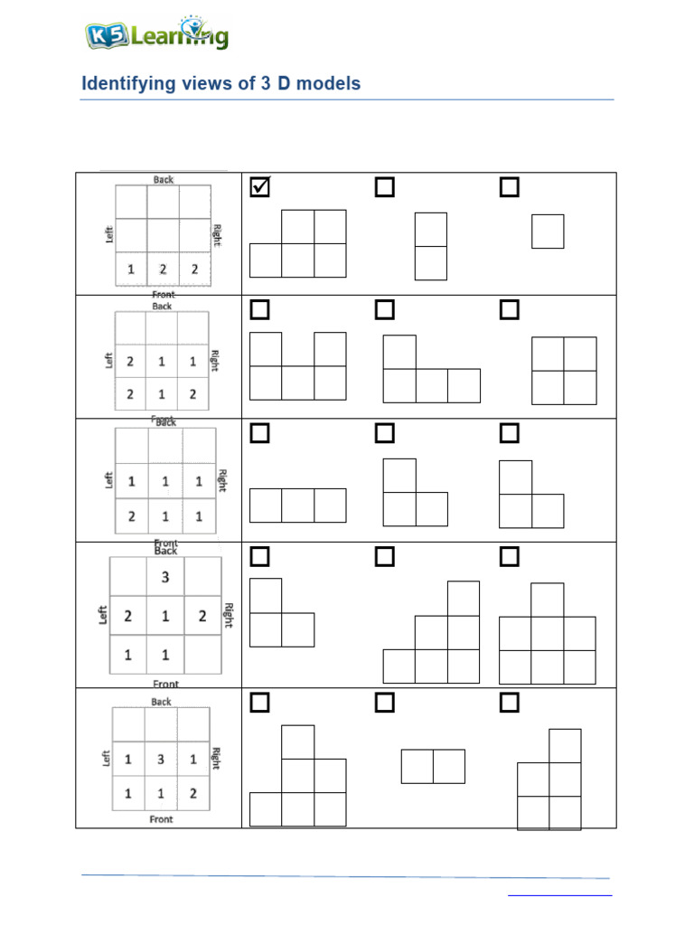 Grade 5 Geometry 3d Models B | PDF