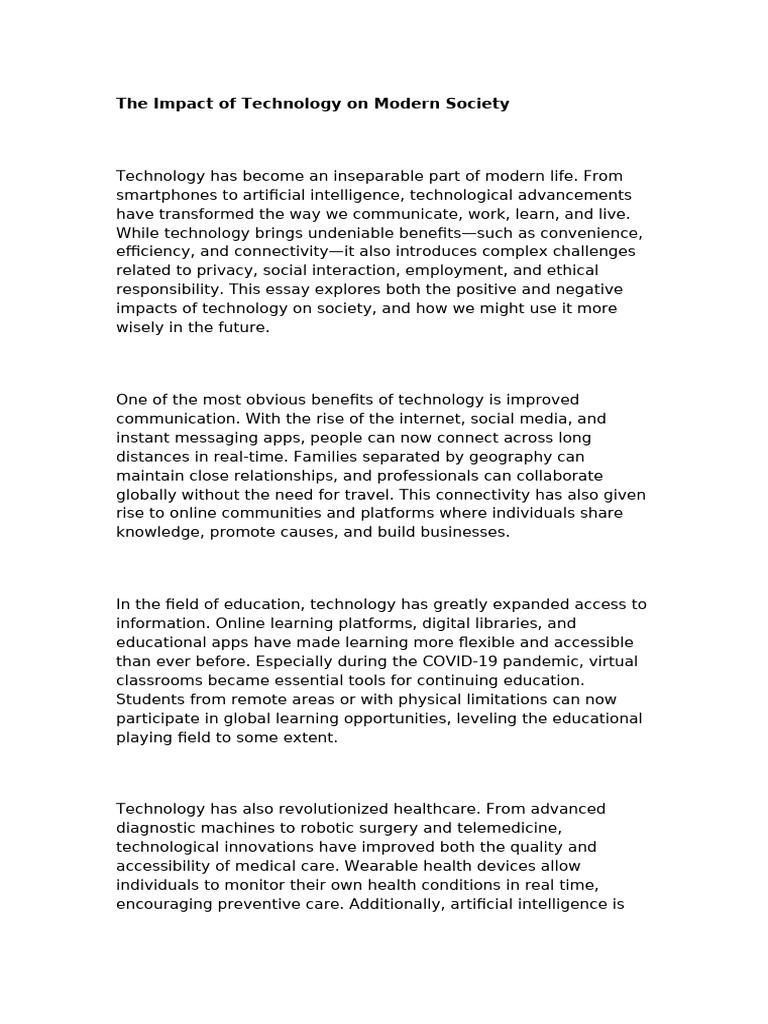 Technology's Dual Impact on Society | PDF | Artificial Intelligence ...