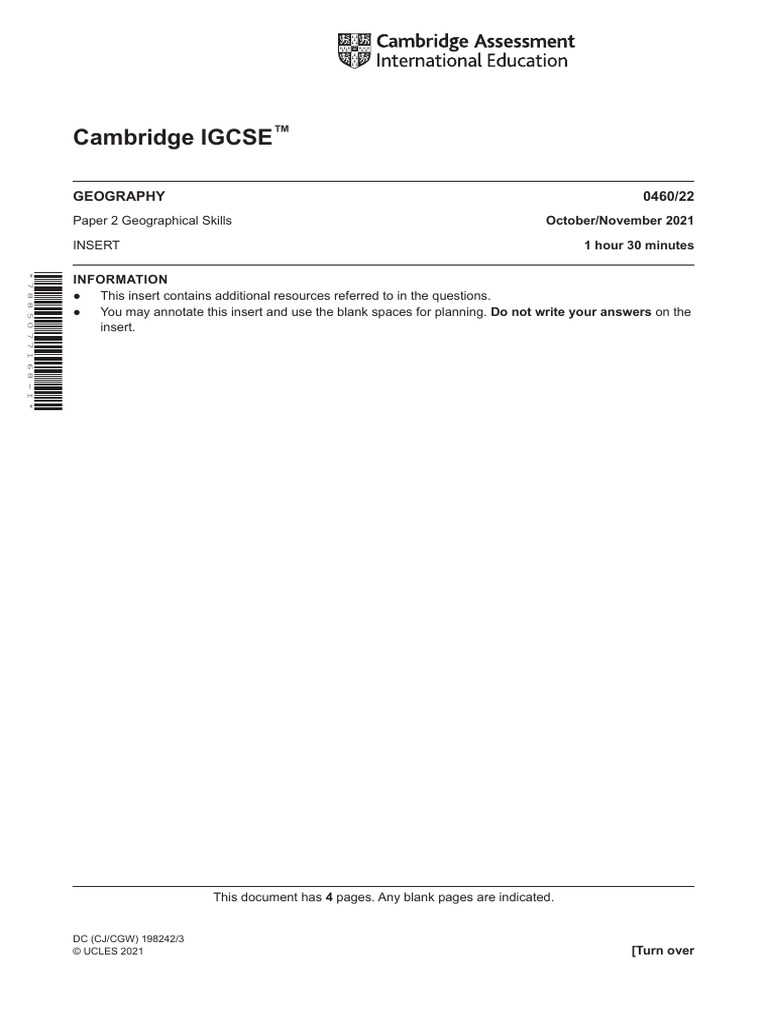 Cambridge IGCSE Geography Insert 2021 | PDF