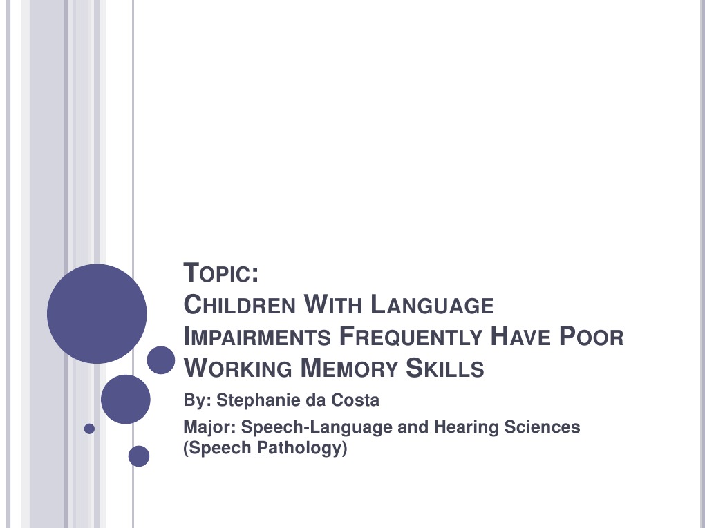 Working Memory in Children with Impairments | PDF