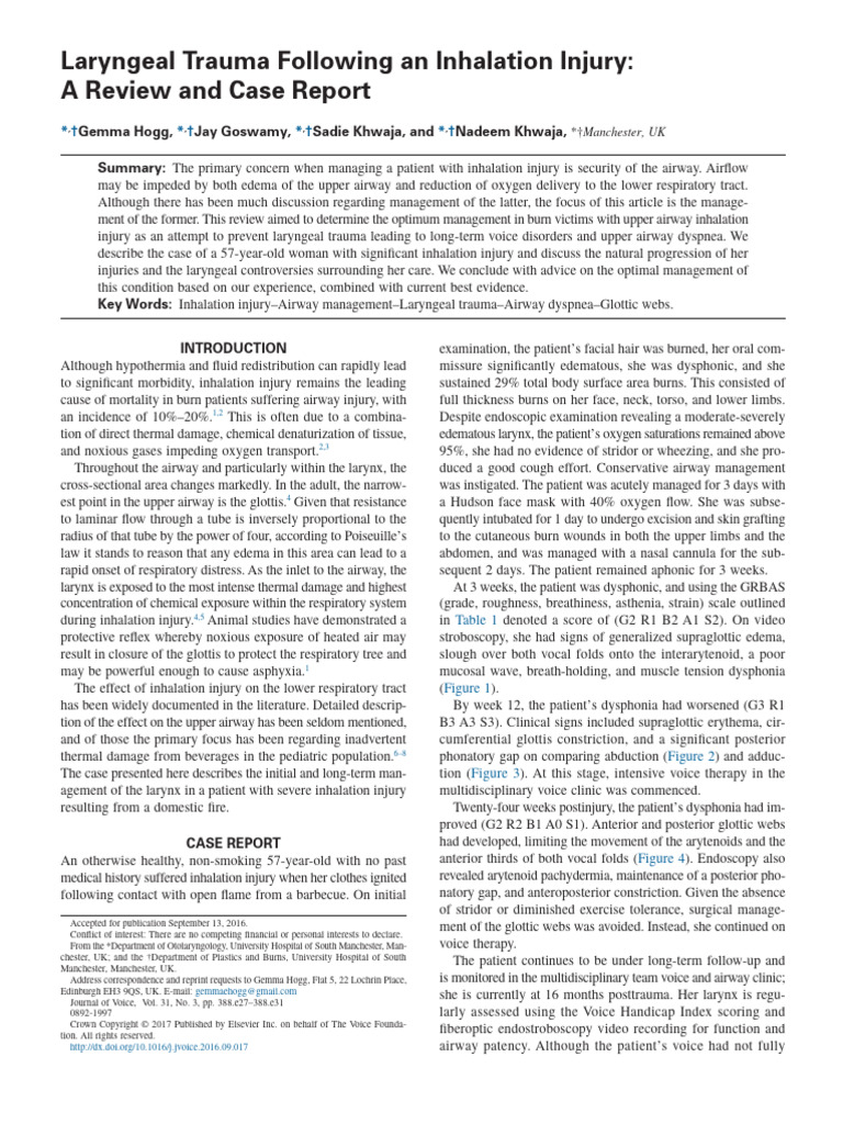 Managing Laryngeal Trauma Post-Inhalation | PDF | Medical Specialties ...
