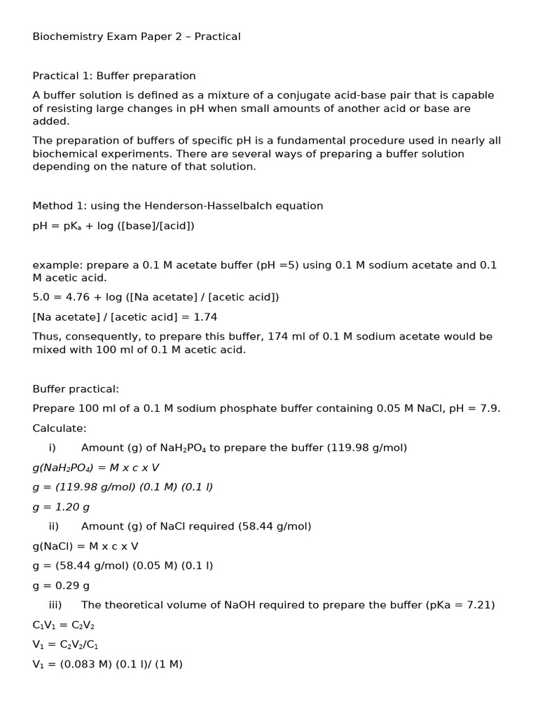 Biochemistry Exam Paper 2 | PDF | Agarose Gel Electrophoresis | Buffer ...