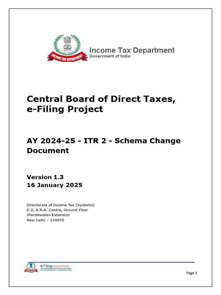 ITR 2 - Schema Change Document - AY2024-25 - V1.3 | PDF | Computer File ...