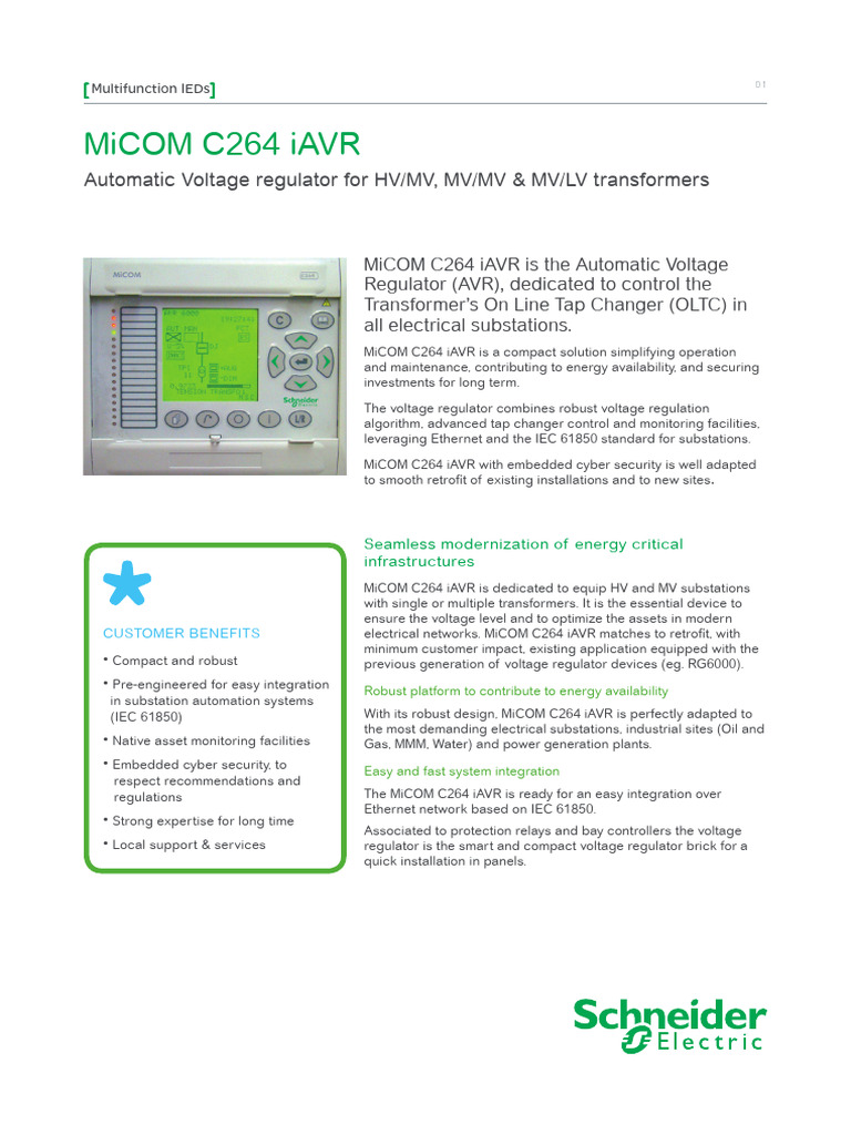 MiCOM C264 iAVR: Advanced AVR Solution | PDF | Transformer | Electrical ...