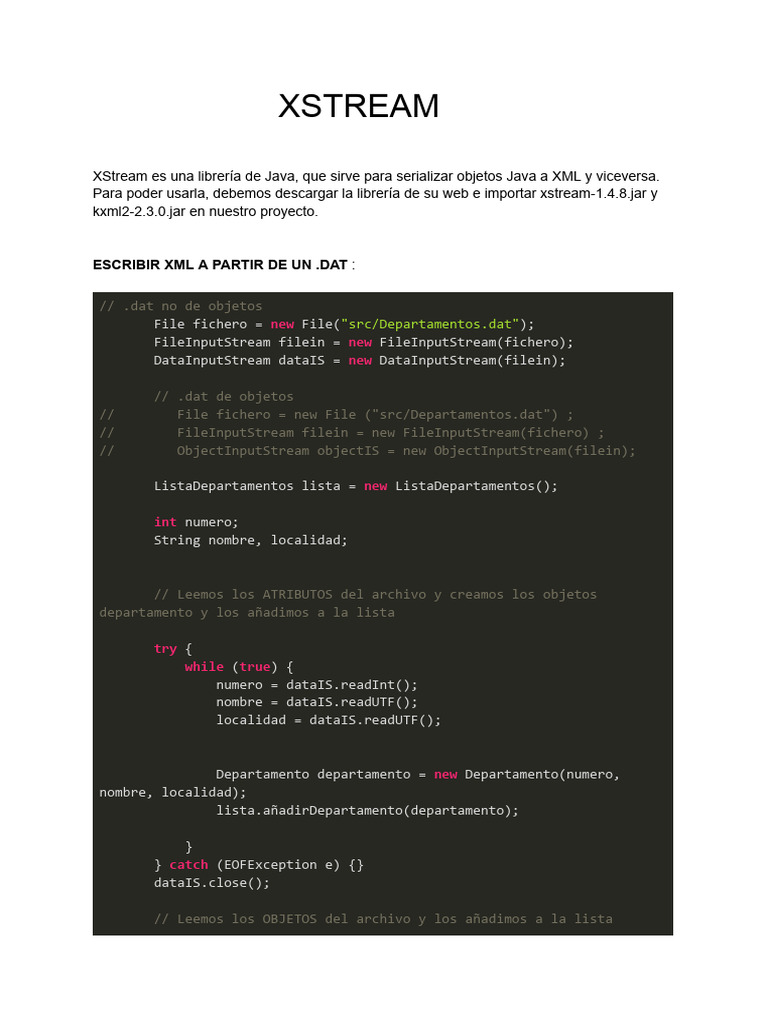 Serialización XML en Java con XStream y JAXB | PDF | Java (lenguaje de ...