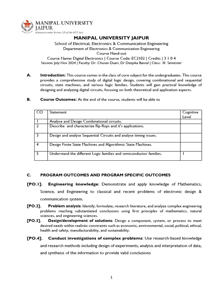 ECE2102 - Course Handout | PDF | Logic Gate | Engineering