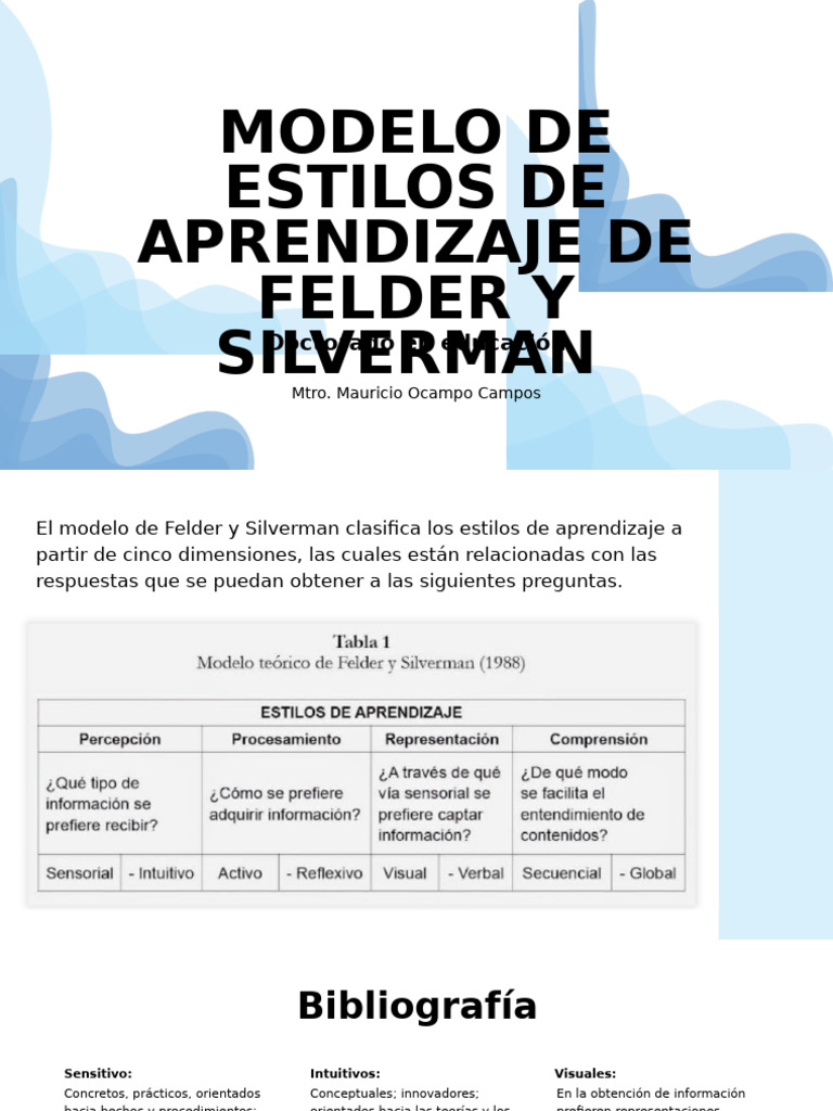 Modelo de estilos de aprendizaje de Felder y Silverman | PDF