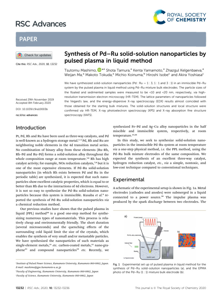 Synthesis of Pd-Ru Solid-Solution Nanoparticles by | PDF ...