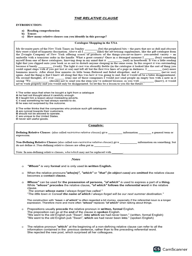 Understanding Relative Clauses in English | PDF | English Language ...