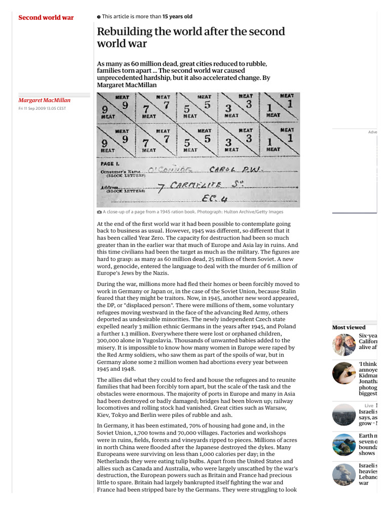 Carmelite: Rebuilding The World After The Second World War | PDF ...