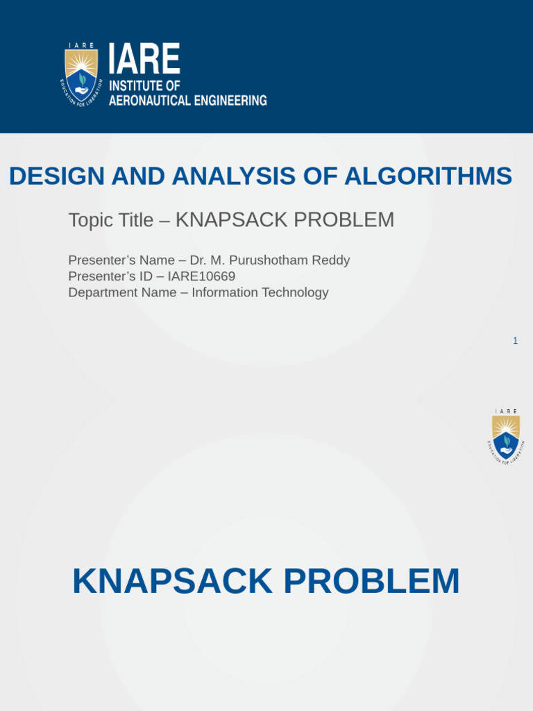 Knapsack Problem: Greedy Algorithm Explained | PDF | Mathematical ...