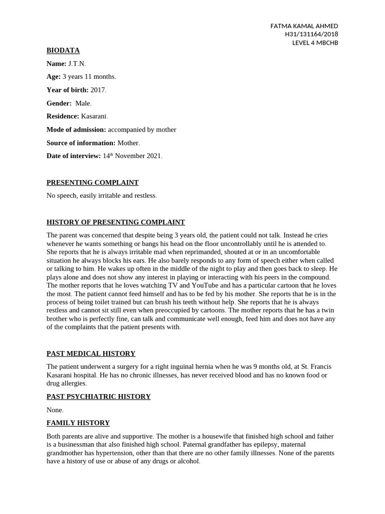 Autism Spectrum Disorder Case Study | PDF | Mental Disorder | Autism