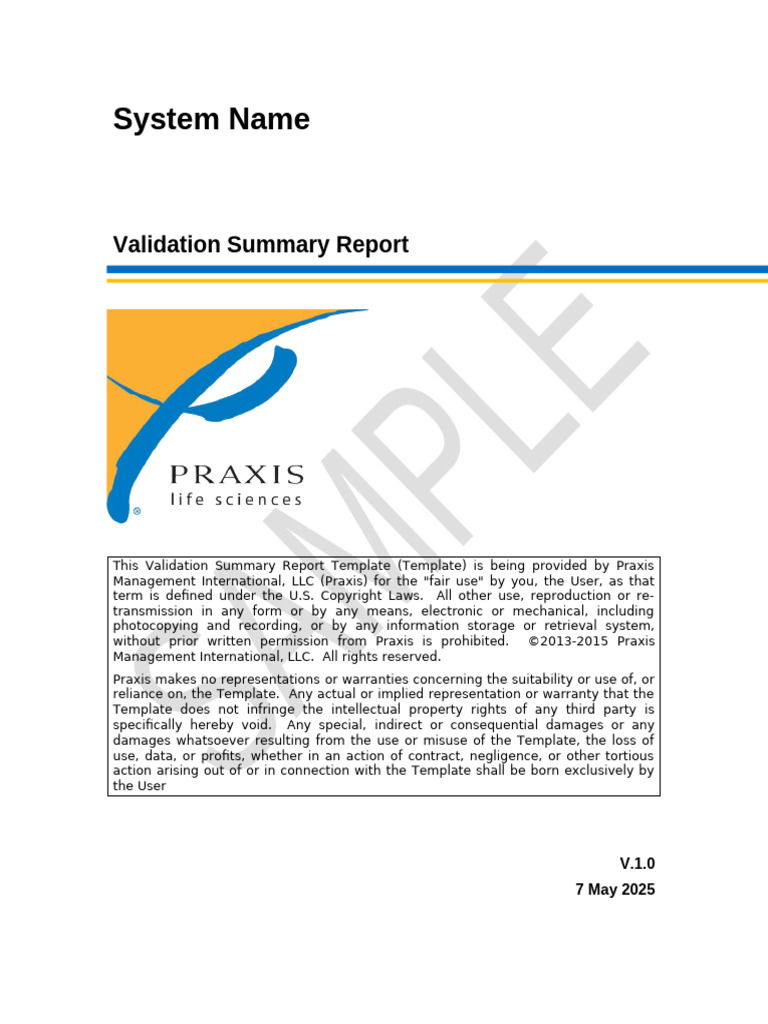 VC-Template_ValidationReport_20150604 | PDF | Verification And ...