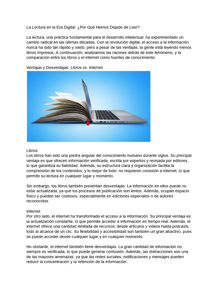 La Lectura en La Era Digital - ¿Por Qué Hemos Dejado de Leer | PDF ...