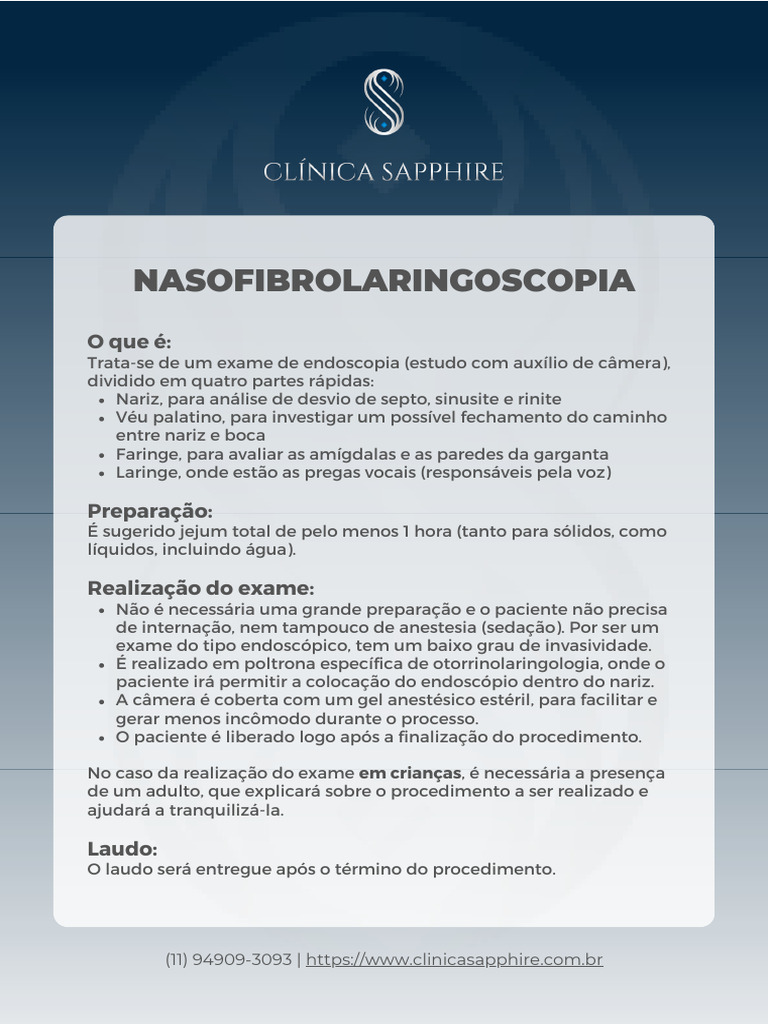 Endoscopia Nasofibrolaringoscopia: Guia Completo | PDF