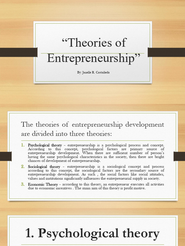 Theories of Entrepreneurship | PDF | Entrepreneurship | Sociology