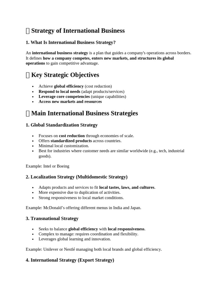 Four Key International Strategies | PDF | Strategic Management | Market ...