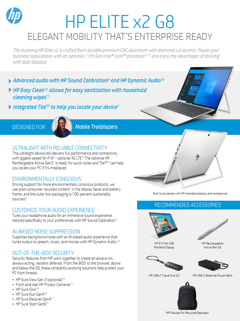 HP Elitex2 g8 Media Spec Sheet | PDF | Windows 10 | Microsoft Windows