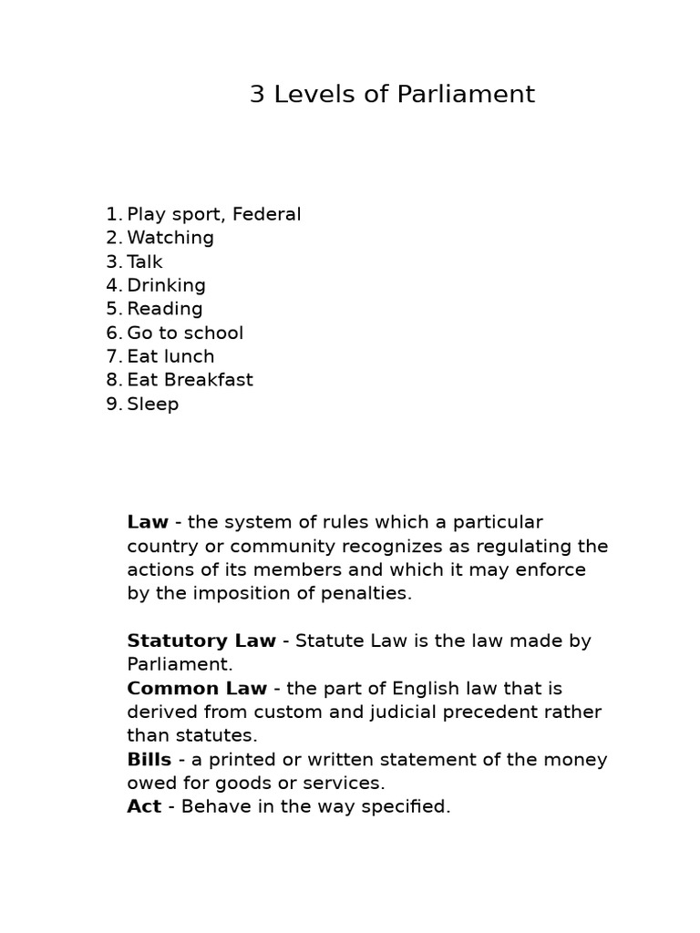 3 Levels of Parliament | PDF
