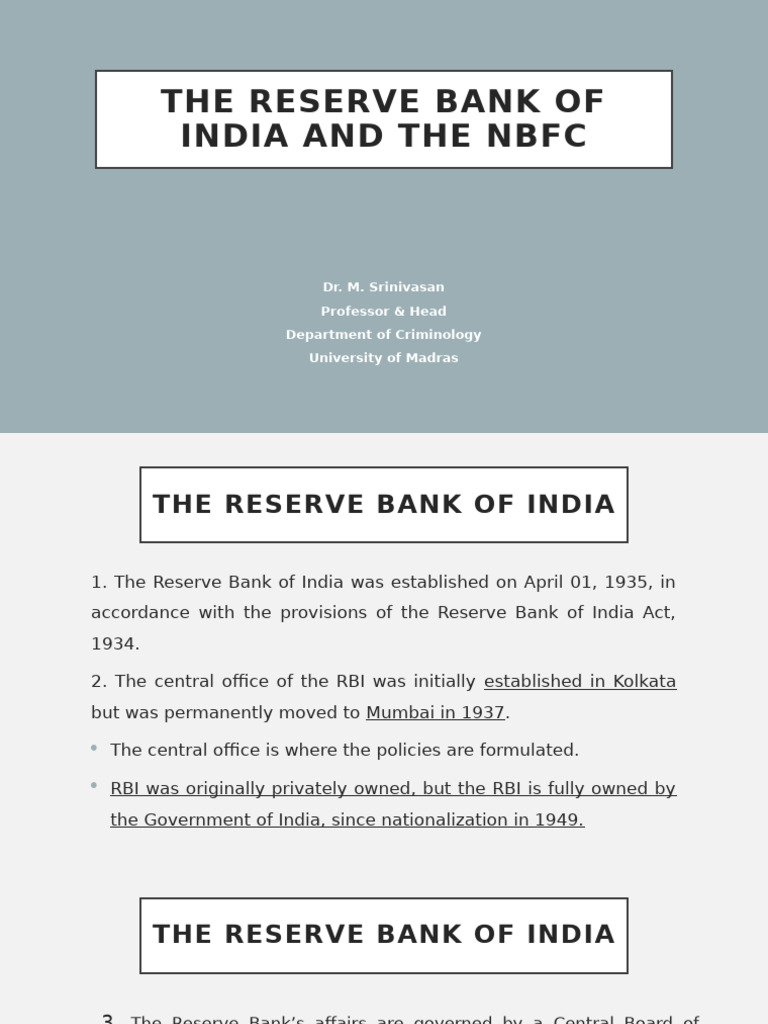 Reserve Bank of India and The NBFC-1 | PDF | Reserve Bank Of India ...