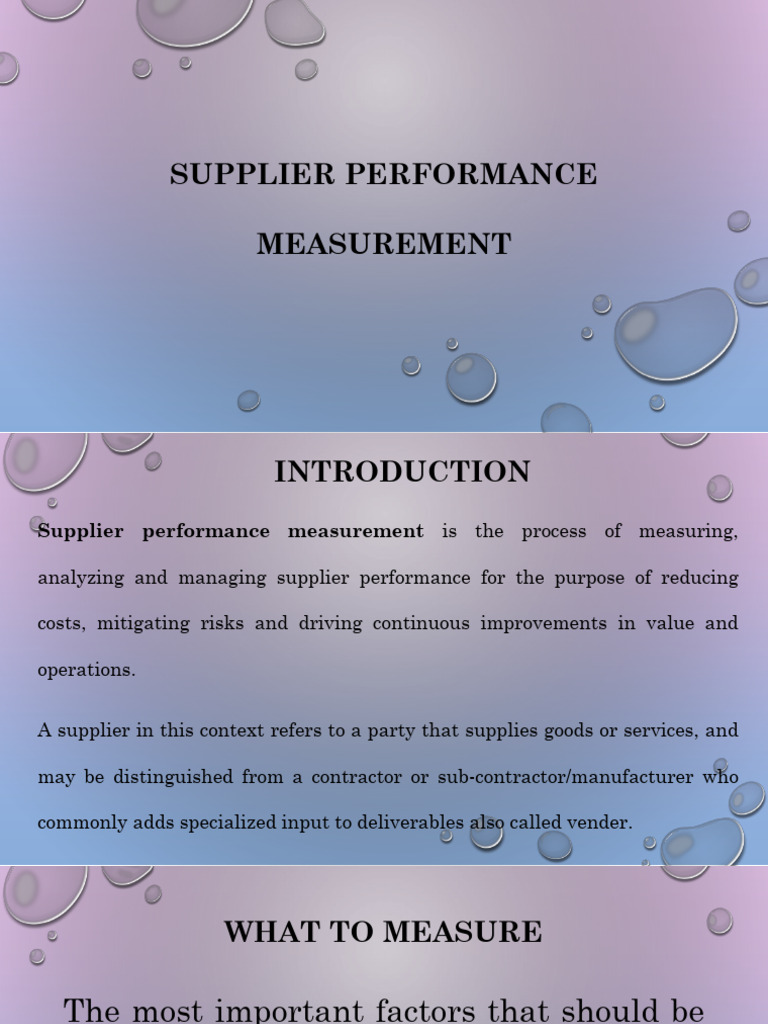 Supplier Performance Measurement Guide | PDF | Supply Chain ...