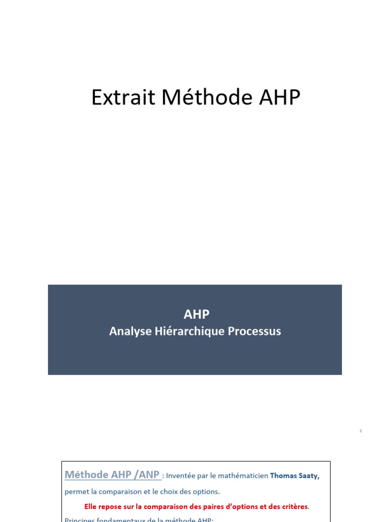 Méthode AHP : Analyse et Application | PDF | Matrice (Mathématiques ...