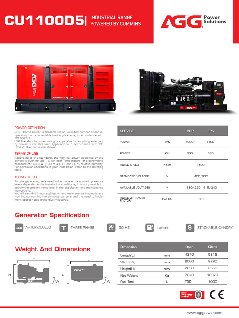 DG Spec Cu1100d5-Kta38g5 | PDF | Engines | Electrical Engineering