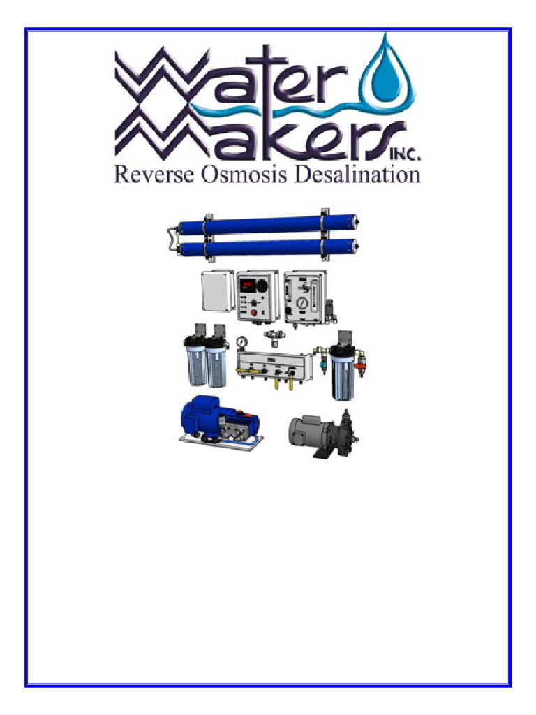 Watermaker Installation & Operations Guide | PDF | Osmosis | Pump