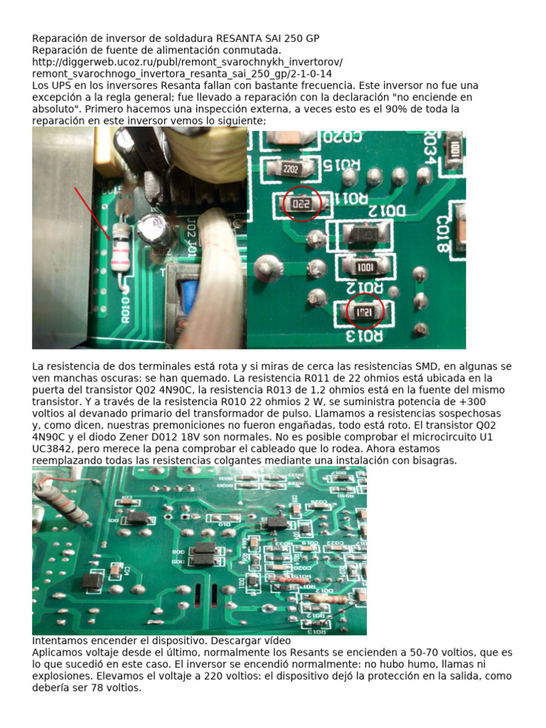 Reparación del Inversor Resanta SAI 250 GP | PDF | Soldadura | Construcción