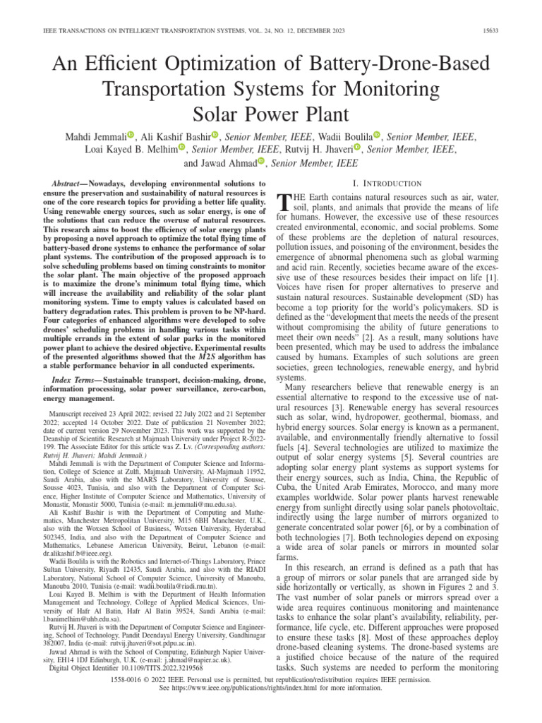 Optimizing Drone Use for Solar Monitoring | PDF | Load Balancing ...