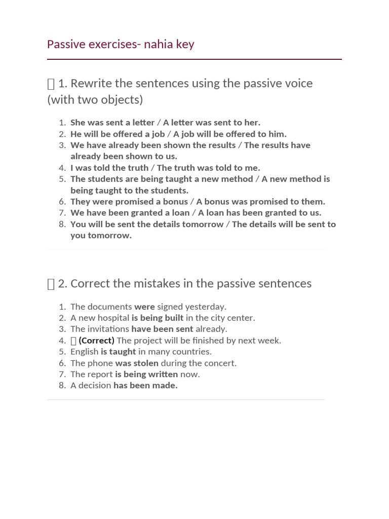 Passive Exercises-Nahia Key | PDF