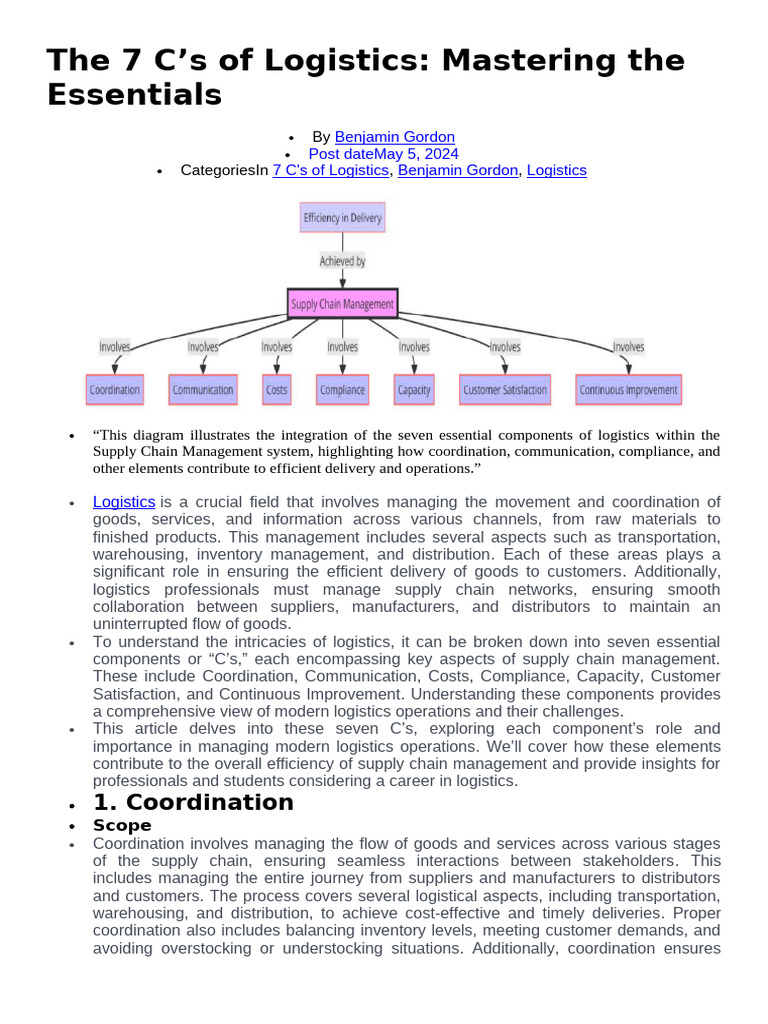 7C's of Logistic | PDF | Supply Chain | Logistics