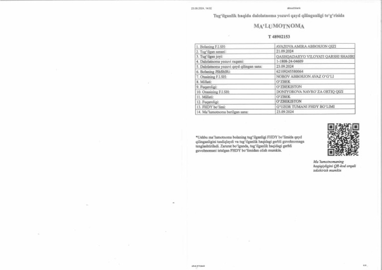 Guvohnoma | PDF