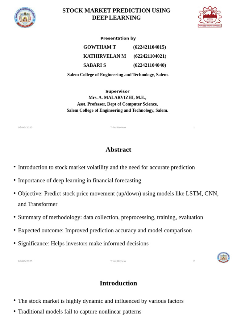 Stock Price Third Review | PDF | Prediction | Deep Learning