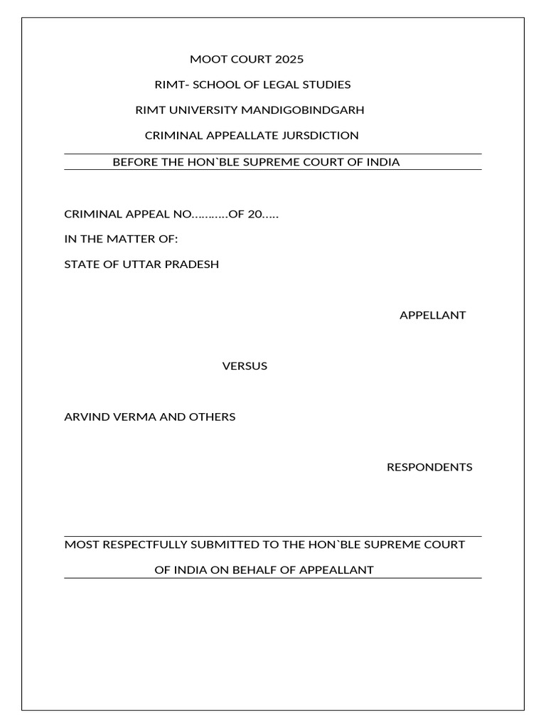 Moot Court 2025: Criminal Appeal Case | PDF