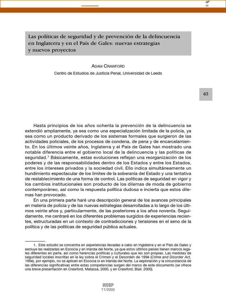 Estrategias de Prevención del Delito en UK | PDF | Policía | Prevención ...