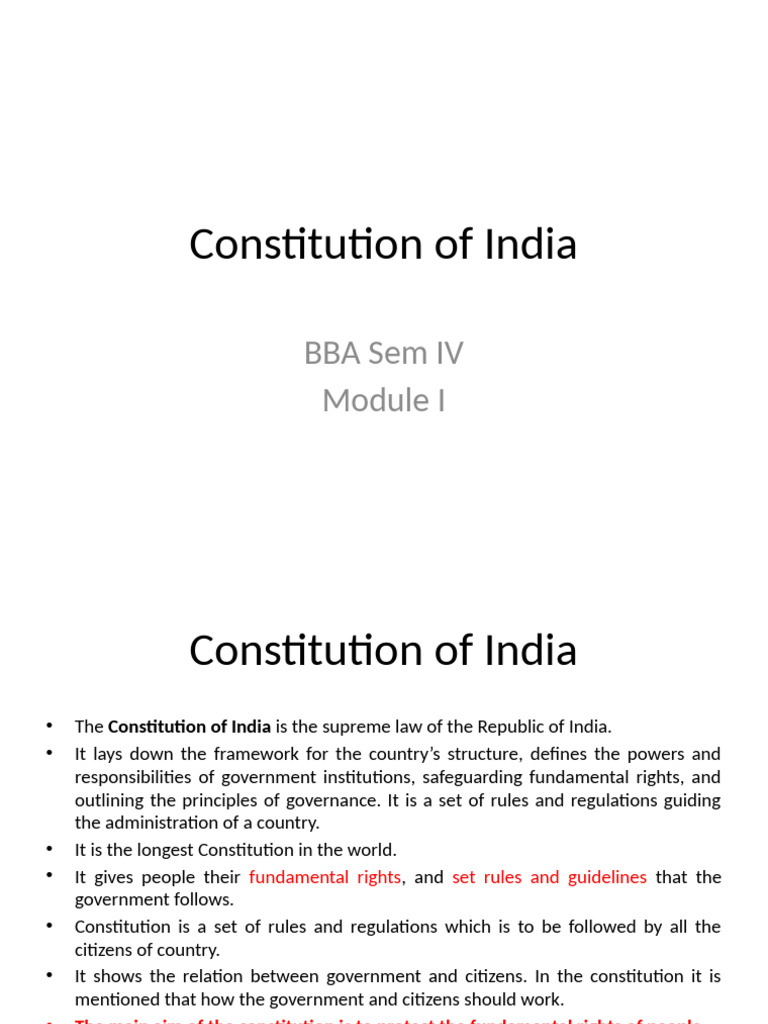 Overview of the Indian Constitution | PDF | Political Science | Justice