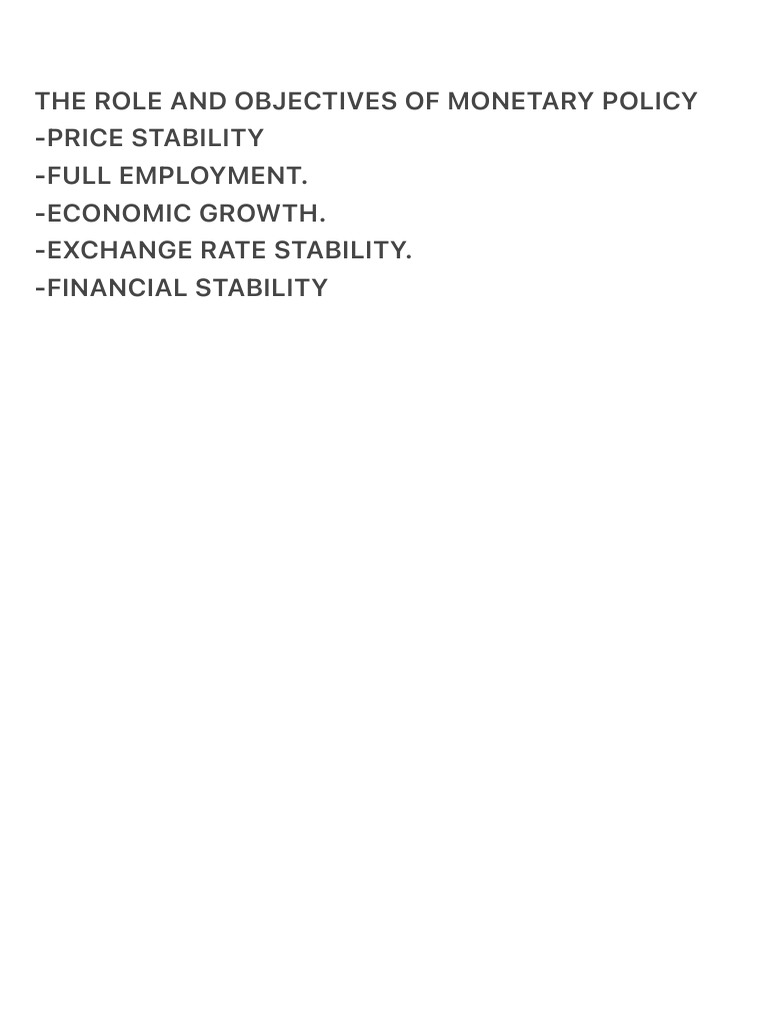 The Role and Objectives of Monetary Policy | PDF