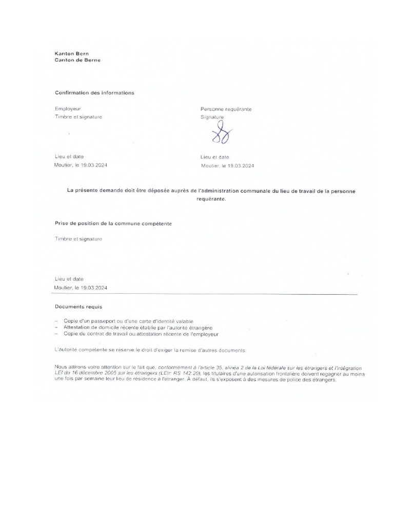 Autorisation Frontalière | PDF