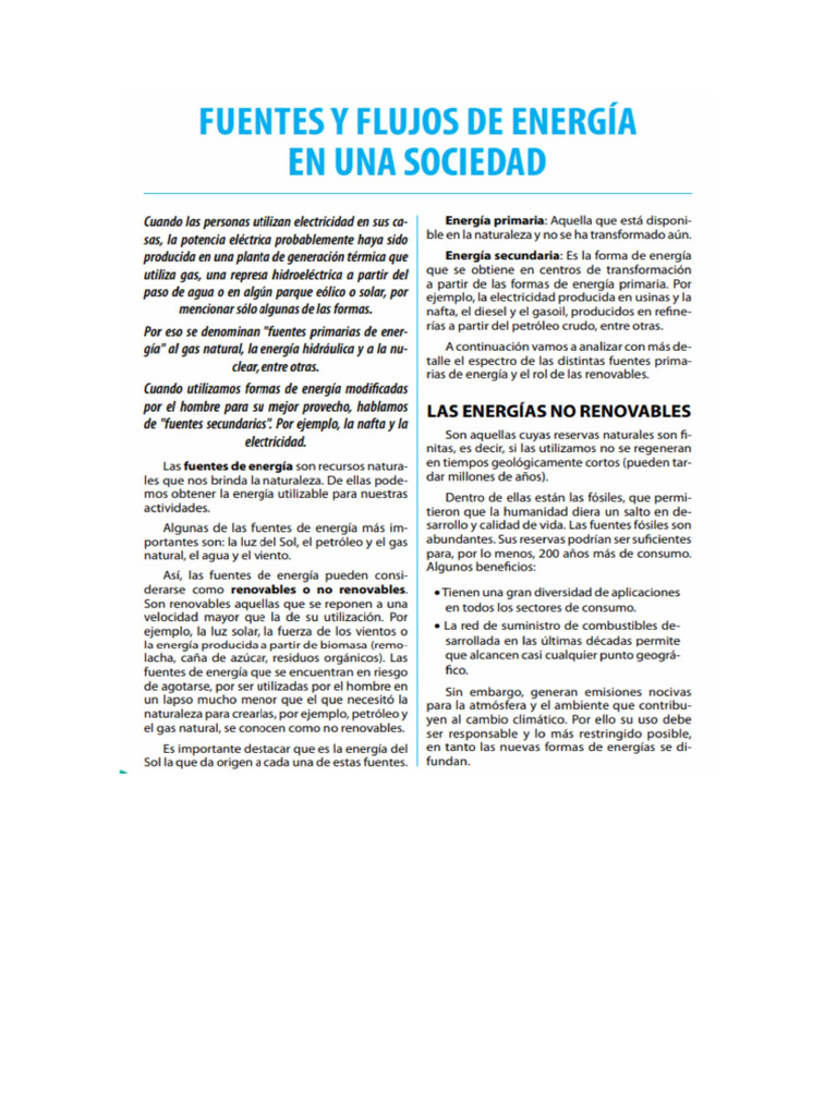 Flujos y Fuentes de Energía en Una Sociedad | PDF